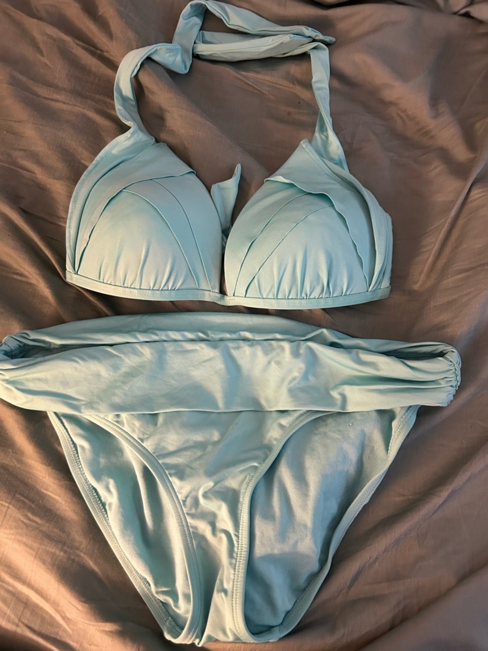 Light Blue Padded Halter Bikini Set